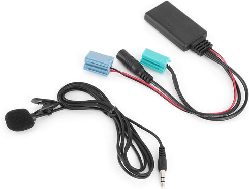 Bluetooth Audio Adapter, DC12V 6Pin AUX-in Adapter with Microphone, ABS Fit for Renault Clio/Espace/Megane