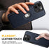 Classy Blue Luxury Leather Phone Case for iPhone 12 & 12 Pro (2020, 6.1”) - Non-Slip Grip Ultra Slim Protective