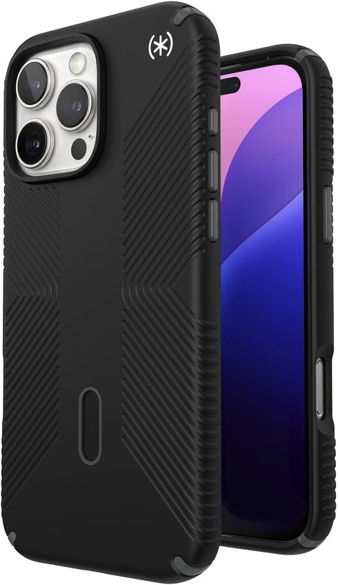 Speck 2 16 Presidio Grip iPhone Pro Max Case - MagSafe and ClickLock - Slim Black/Slate Phone Case