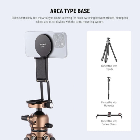 Neewer Continuity Camera Mount for Desktop Monitor, Magnetic Tri Fold Desk Phone Webcam Holder with Arca Type Base