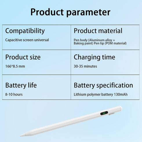 Generic Active Stylus Pen for Touchscreen Devices Universal Capacitive Pen with LED Battery Display, No Bluetooth
