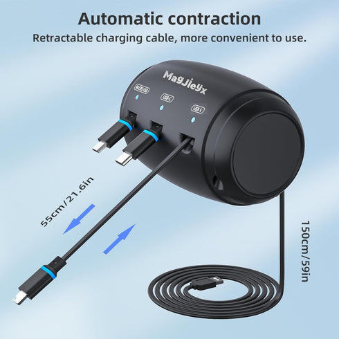 MAGJIEYX 3 1 17/16/15/14/iPad/Android/Samsung|Uber for Retractable Car Charging Station Box, in Headrest Fast Power