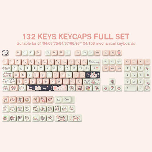 Sunzit PBT Keycaps - MOA Keycaps, 132 Keys Dye-Sublimation Custom Keycap Set for Cherry MX Mechanical Keyboards