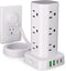 UWIWUTEI Power Strip Tower with Multiple Outlets, Flat Plug Surge Protector Tower Extension