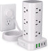 UWIWUTEI Power Strip Tower with Multiple Outlets, Flat Plug Surge Protector Tower Extension