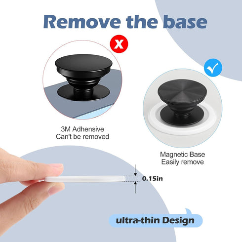 Frosted Magnetic Base for PopSocket Phone Grips Holder, Removable Stand for iPhone 15/14/13/12 Compatible