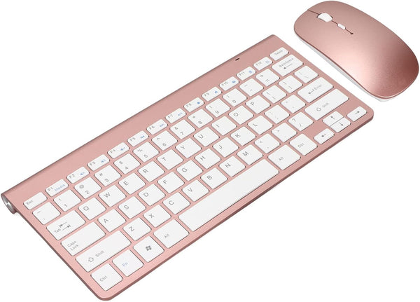 Keyboard Mouse Set, 2.4G, 78 Keys, USB Thin Etched Keycaps, Mute, Ergonomic Design, QWERTY for PC, Laptop (Rose Gold)