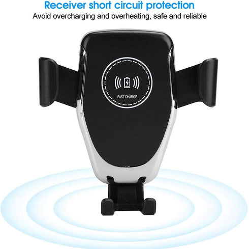 Car Mount Charger, 10W Fast Charging Bracket with 360 Degrees Rotation for Mobile Phones, Silver for S10, Note 10, Mate