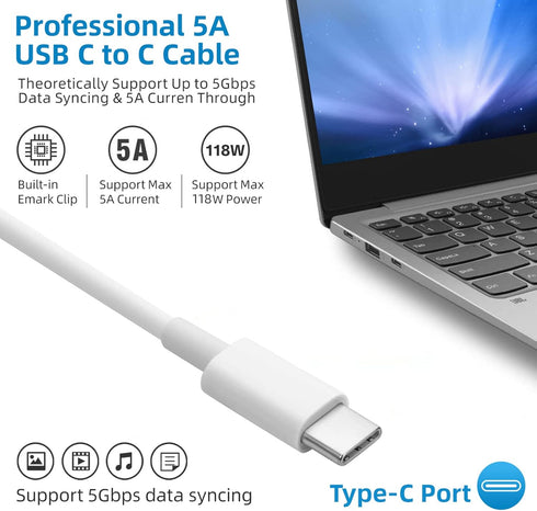 Mac Book Pro Charger - 118W USB C Fast Charger for MacBook Pro, Air, iPad Pro, Samsung Galaxy, 6.6ft Cable
