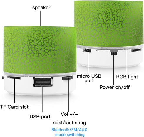AICase Portable Wireless Mini Bluetooth Speaker, Super Bass Stereo Rechargeable Speaker with LED Lights