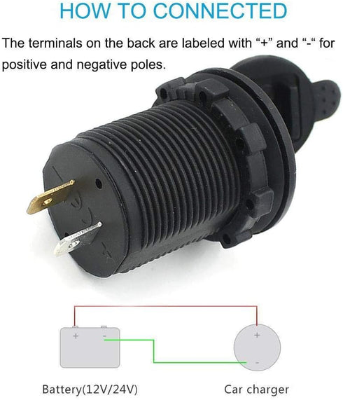 Onwon Dual USB Power Adapter Charger Socket Waterproof Power Outlet 5V 2.1A & 1A for Car, Boat, Marine, RV, Truck.