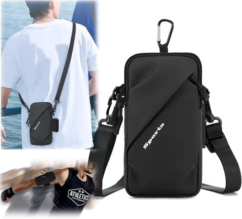 Phone Holder Arm Band, Small Crossbody Shoulder Holsters Bag for iPhone and Android, Use for Running, Walking, Hiking &