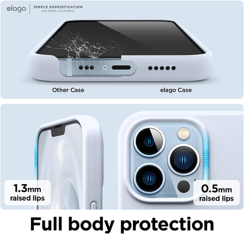 elago Liquid Silicone Case for iPhone 13 Pro (6.1"), Premium Silicone, Full Body Protection, Light Blue