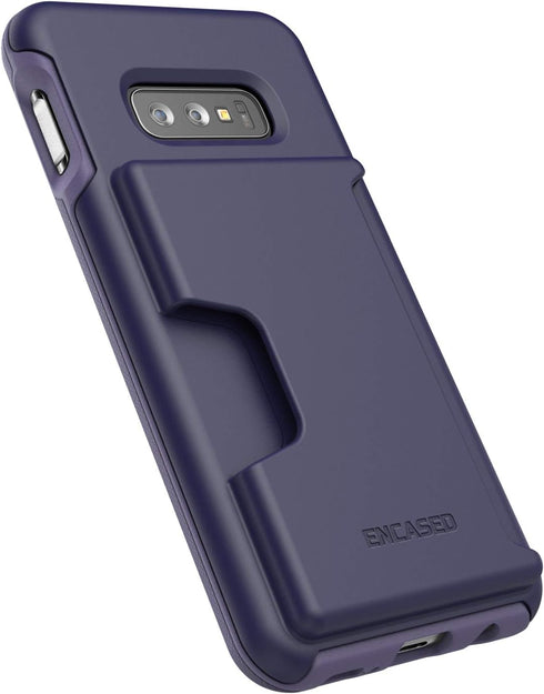 ENCASED Galaxy S10e Wallet Case, Protective Cover with Card Holder (Purple)