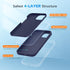 Miracase iPhone 13 Case - Shockproof Liquid Silicone, Navy Blue, with Tempered Glass Protector & Soft Microfiber Lining.