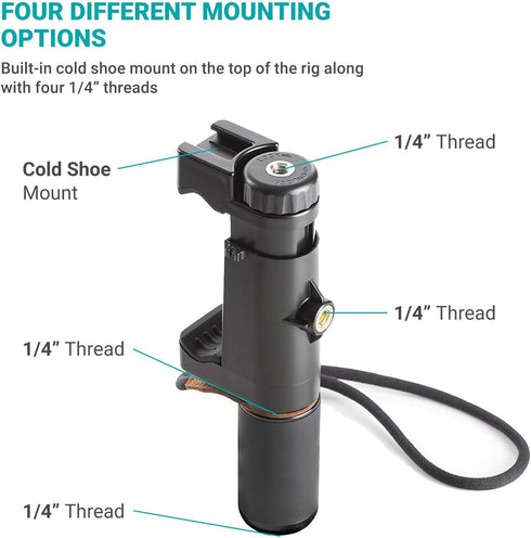 Movo PR-1 Smartphone Grip Handle Rig with Wrist Strap, Tripod Mount and Cold Shoe Mount for Lights and Microphones