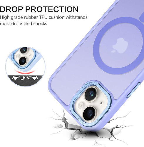 BENTOBEN Translucent Matte Magnetic Case for iPhone 14 Plus, Compatible with MagSafe, Purple Blue