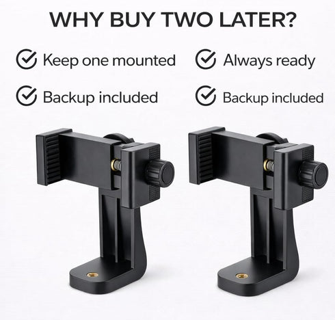 Acuvar Set 1/4 (2-Pack) Dual-Mount Smartphone Tripod Adapter Vertical & Horizontal Phone Holder with Screw, Adjustable