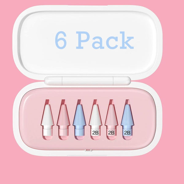 Wilbeva 6 Pack Replacement Pencil Tips with Case for Apple iPad 2nd /