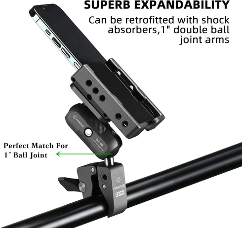 FANAUE Handlebar Base Mount Strong Rod Clamp, Compatible with RAM Mounts B Size Double Socket Arm