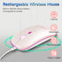 Wireless Bluetooth Mouse - Rechargeable USB Optical Mouse, LED Slim Dual Mode for Laptop, PC, Mac OS, Android (Pink)