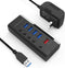 Powered USB Hub, RSHTECH USB 3 Hub with 4 USB 3.0 Data Ports + 1 Fast Charging Port, Individual On/Off Switches