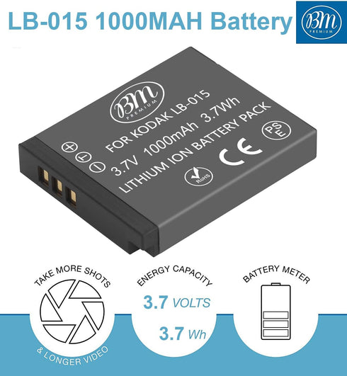 BM Premium LB-015 Battery for Kodak PIXPRO WPZ2 Digital Camera