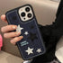 Casechics iPhone 14 Case, Cool Denim Fabric Embroidery Star, Soft Shockproof Cover - Blue