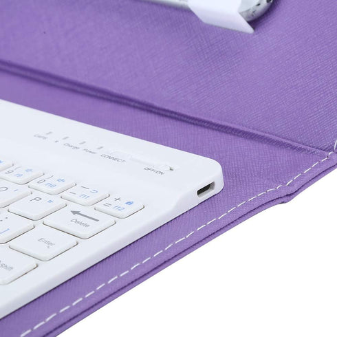 V BESTLIFE 7 Inch Universal Wireless Keyboard for Bluetooth 3.0 with PU Leather Case for Phones, Purple