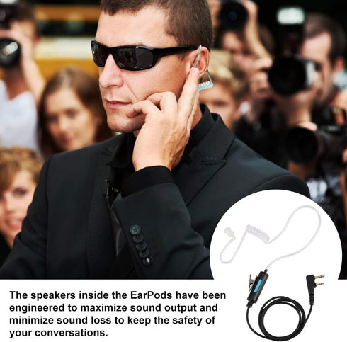 SAMCOM Walkie Talkies Earpiece with Mic PTT 2 Pin K Head Acoustic Tube Headset Earphone for Surveillance