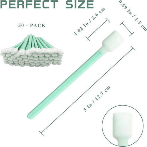 Brvlsoc 50PCS Foam Cleaning Swabs Anti-Static Lint-Free Applicators for Printers, Cameras, Optical Lenses & Electronic