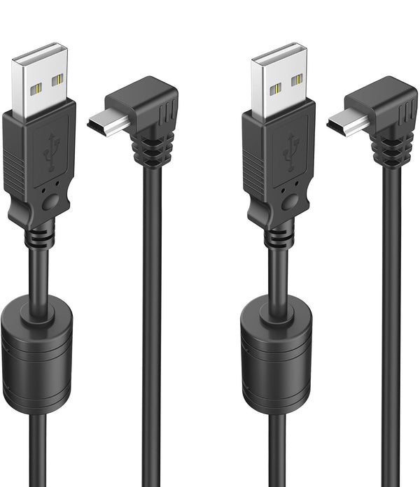 18AWG Charging Cable for Garmin GPS (6.5Ft 2Pcs) Thicker Power Cord, 90 Degree Shielding Mini USB Charger Cable for