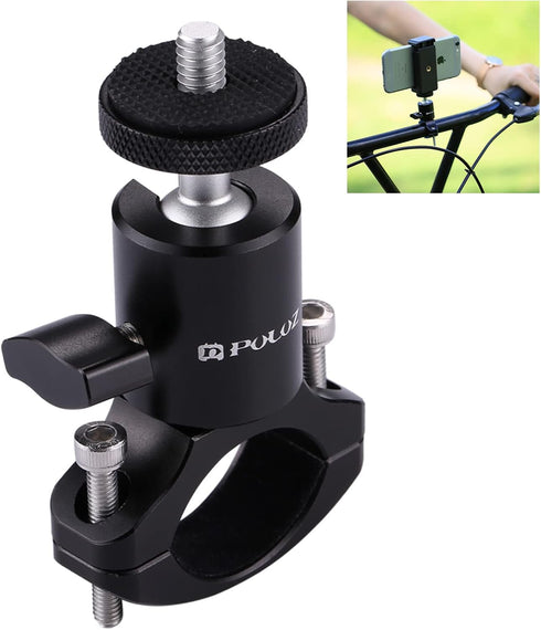 PULUZ Camera Handlebar Mount for GoPro Bike Motorcycle, Aluminum Bicycle Adapter for GoPro Hero 12/11/10/9/8/7, DJI OSMO