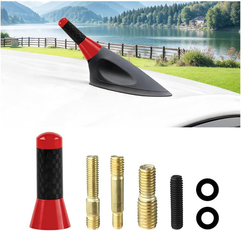 Ywdiml Car Short Antenna, Carbon Fiber Vehicle Radio Reception Antennas Kit with Screws
