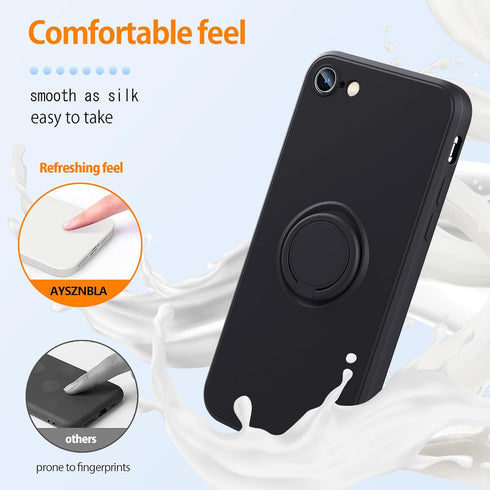 for iPhone 11 Case,with 360°Rotatable Ring Holder Kickstand & Strap Lanyard Premium Liquid Silicone Slim Anti-Scratch Shockproof Protective Case for iPhone 11,White 2.104