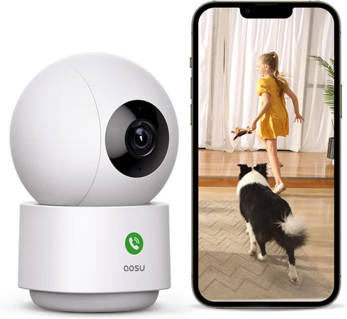aosu 2K Security Camera Indoor, Baby Monitor Pet Camera 360-Degree for Home Security