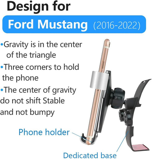 LUNQIN Car Phone Holder for 2015-2023 Ford Mustang, Auto Accessories Navigation Bracket, Mobile Cell Phone Mount