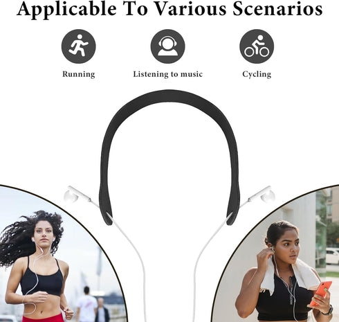 GEEKRIA Earphones Neck Strap, Soft Vegan Leather Anti-Lost Earbuds Holder Neck Band for Apple EarPods and Other Wired