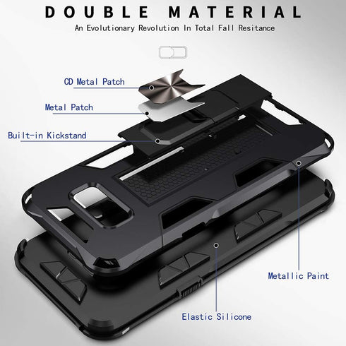Samsung Galaxy S8 Plus Case - Military Grade Heavy Duty Shockproof Cover with Built-in Kickstand, Red