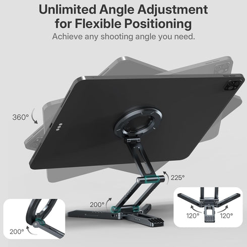 Leaplumin 15-12 360 2-in-1 105g Magnetic iPad Tripod Stand Universal for iPad Pro/Air/Mini & iPhone Series | Rotation