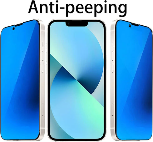 2 Pack Anti-Blue Privacy Tempered Glass for iPhone 13 /iPhone 13 Pro/iPhone 14 Mirror Anti-Spy Screen Protector Anti-Peeping Film Electroplated 6.1 inch (Blue)