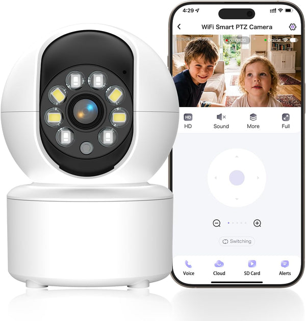 BROTEX Indoor Security Camera, 2.4GHz Wireless Camera for Baby Monitor, 360 PTZ Pet