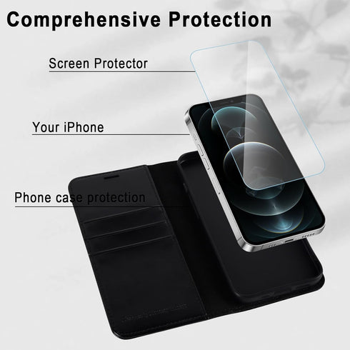 MONASAY Wallet Case for iPhone 11 Pro, Flip Folio Leather Cover with Credit Card Holder, Black