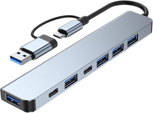 Generic 3.0 8 1 3.5mm USB Hub USB C Hub in with SD/TF Card Reader, Audio Jack, USB-A & USB-C Dual Input, Multiport