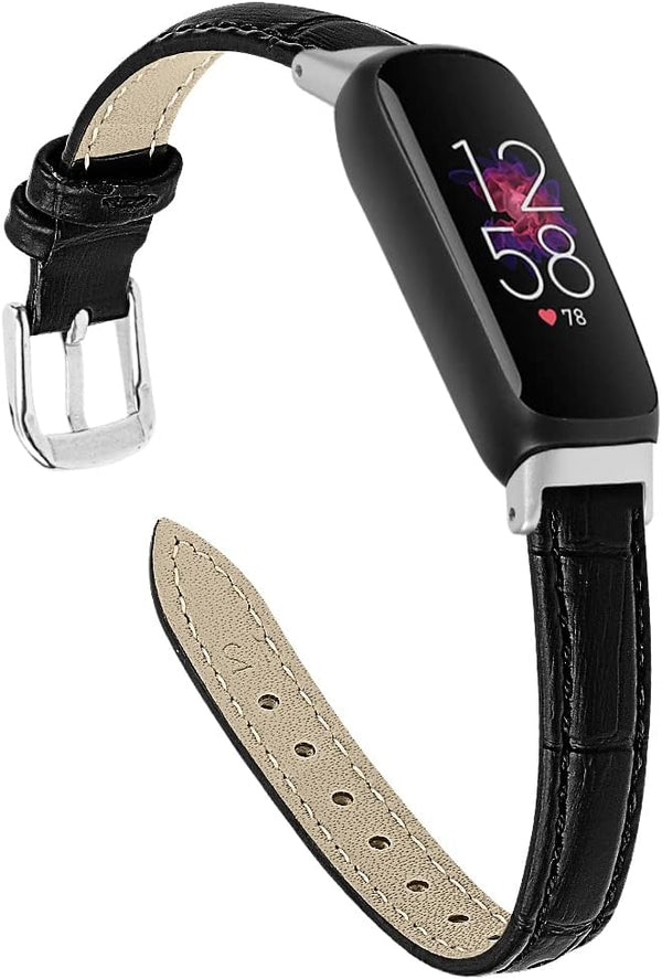 Band Compatible with Fitbit Inspire 3, Genuine Leather Replacement Wristband with Quick Release Straps