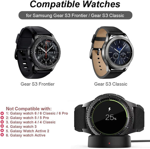 Emilydeals Gear S3 Charger, Replacement Charging Cradle Dock for Samsung Gear S3 Classic/Frontier Smart Watch (Black)