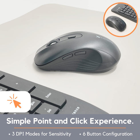 X9 Wireless USB-C Keyboard and Mouse Combo, Dual USB Port Compatibility, Versatile Wireless Set with 8" Phone Stand and