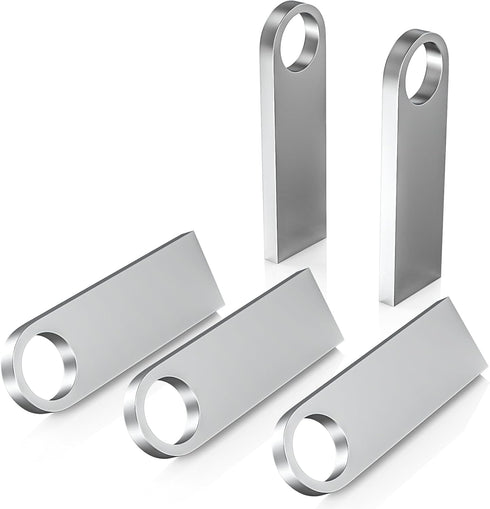ABLAZE 8GB Flash Drive 5 Pack - Metal USB 2.0 Thumb Drives with Keychains, Sliver Pendrive