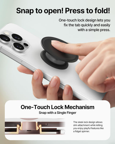 Sinjimoru for Soft Silicone Phone Grip Stand, Strong Adhesive Slim Holder for Comfortable One-Hand Use on Any