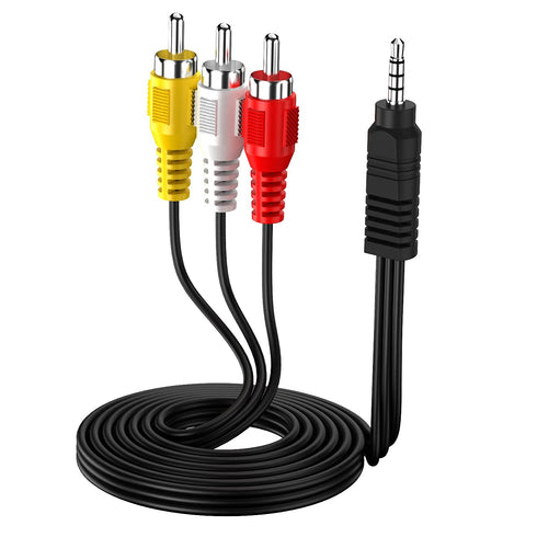 3.5mm to RCA Camcorder Handycam AV Audio Video Output Cable, 1/8" TRRS to 3 RCA Male Plug, 5ft
